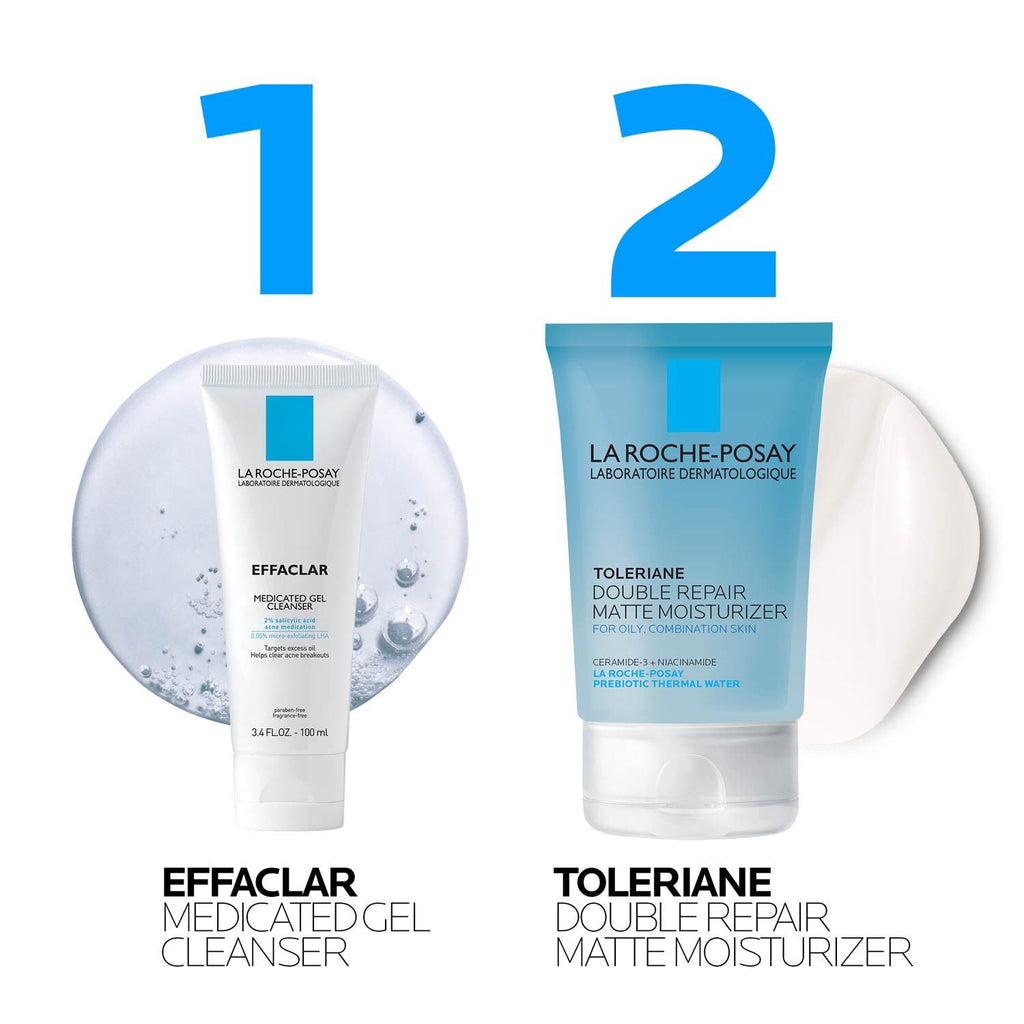 Effaclar Medicated Acne Cleanser & Toleriane Double Repair Matte Moisutrizer Travel Set