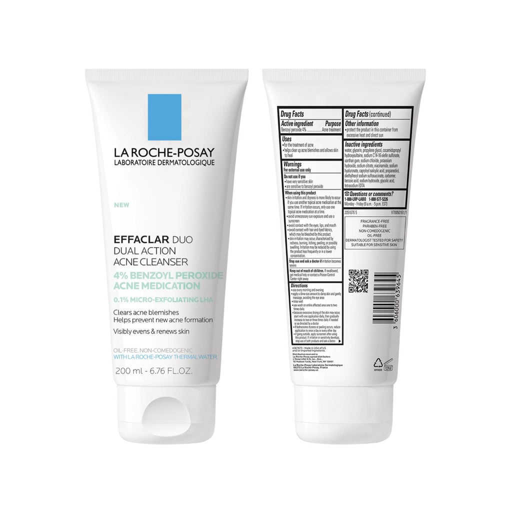 Effaclar Dual Action Acne Face Wash With 4% Benzoyl Peroxide